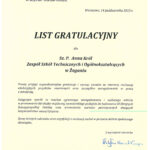 Dyplom uznania dla Pani Dyrektor od Ministra Obrony Narodowej