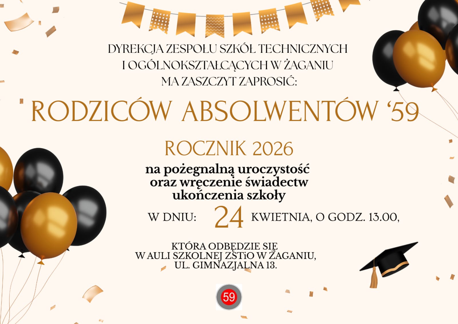 PLAKAT ZAPROSZENIE RODZICÓW ABSOLWETNÓW 2026