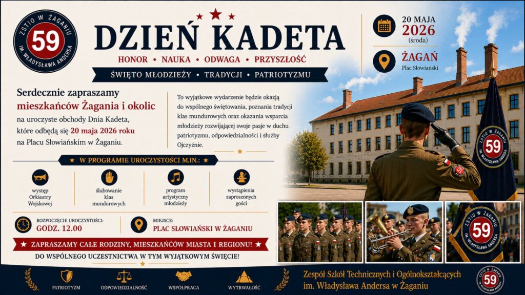 Zaproszenie na obchody Dnia Kadeta w Żaganiu! - plakat